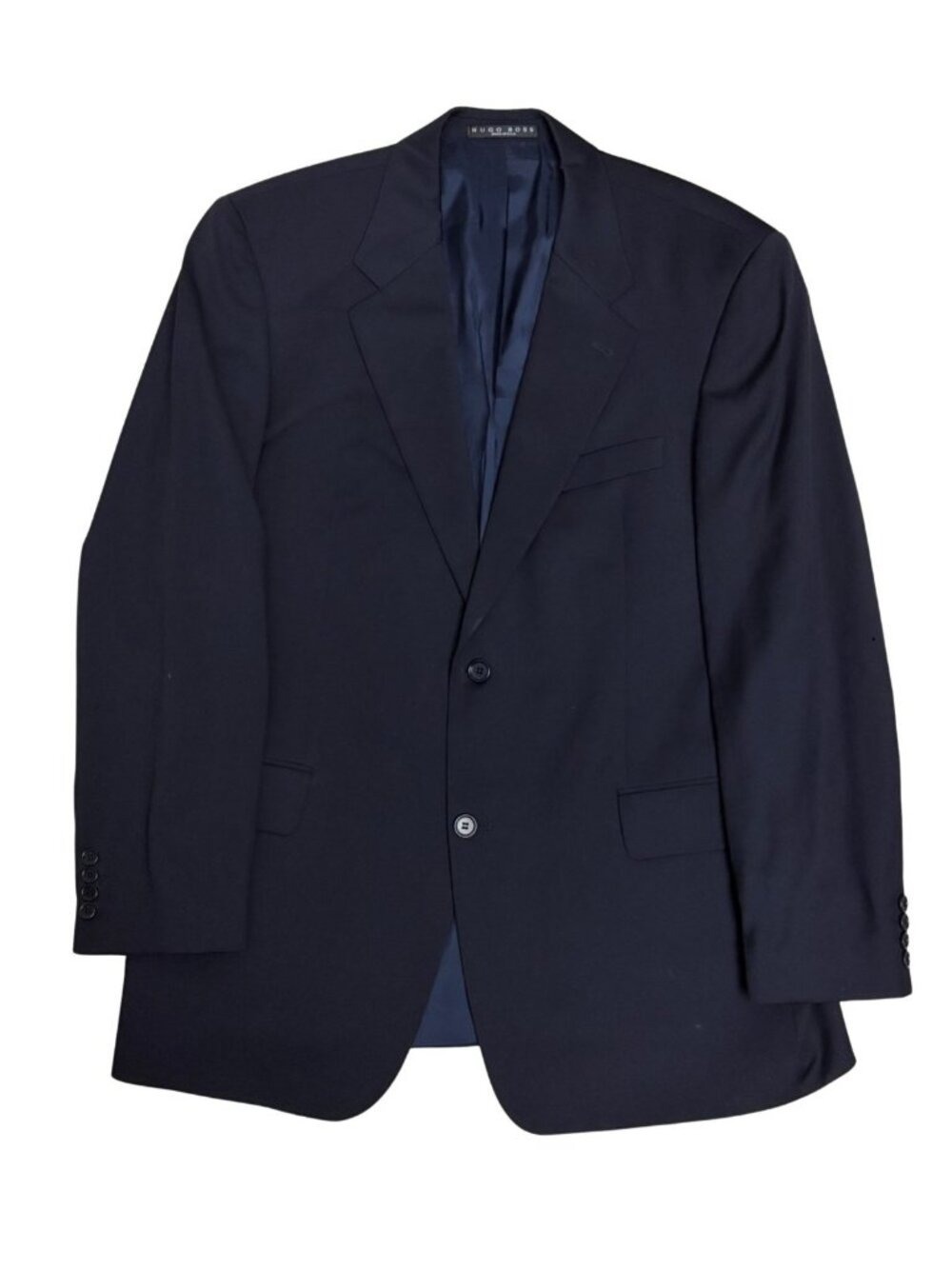 $1,000 HUGO BOSS Vintage Blazer Wool Blue Luxury Business Sport Coat Jacket 44R